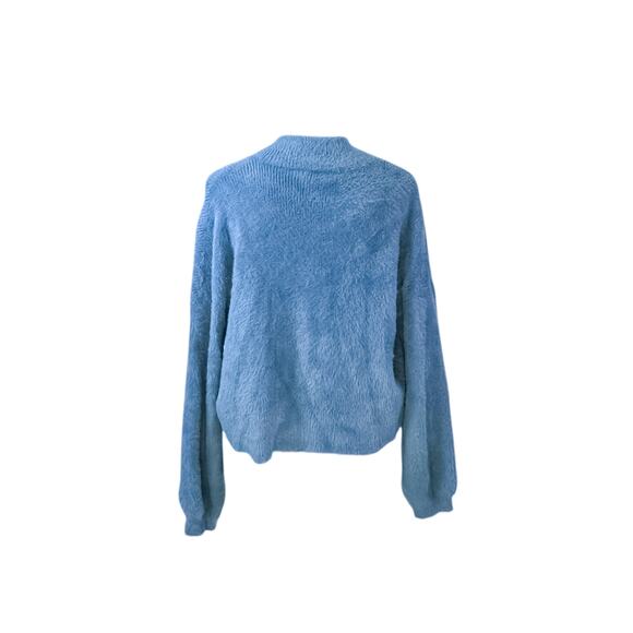 Truth by Republic Blue Fuzzy Mock Neck Sweater - Medium - Picture 5 of 8